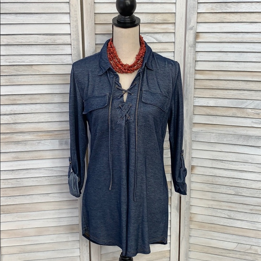 ⚡️3 for $20⚡️ Roll Tab Sleeve High Low Tunic